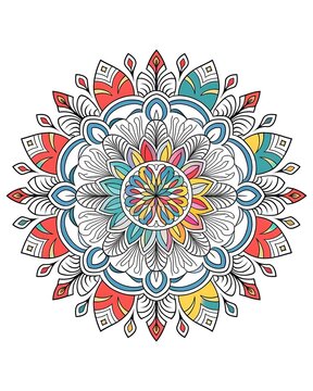 Beautiful colorful mandala art design vector isolated on white background, Simple and creative mandala design