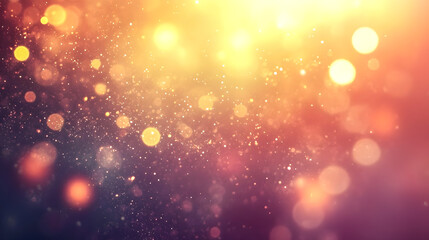 Poster - Beautiful shimmering bokeh lights in orange and gold tones creating a dreamy abstract background for various design projects