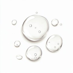 Poster - Clear water droplets on a white background, showcasing purity and freshness.