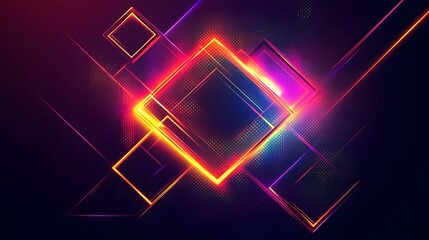 Poster - Dynamic neon shapes design abstract digital art vibrant colors modern aesthetic eye-catching visuals