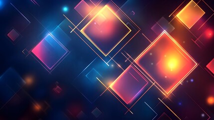 Poster - Dynamic neon abstract shapes digital art colorful background modern design vibrant atmosphere visual aesthetics