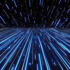 Poster - Dynamic blue lines rushing through a dark cosmic space, creating an impression of speed and depth.