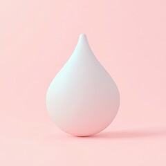Poster - Minimalistic white teardrop on a soft pink background, creating a serene and modern aesthetic.