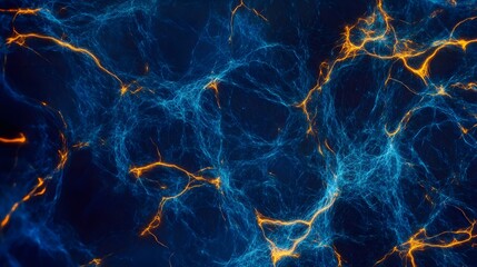 Poster - Dynamic neural network simulation virtual space digital art abstract design aerial view technology concept