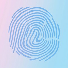 Poster - A stylized, light blue fingerprint illustration on a pastel gradient background.