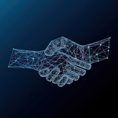 Poster - Abstract digital handshake symbolizing partnership and collaboration in technology.