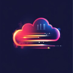Poster - A vibrant, colorful cloud symbol representing data transfer and technology advancements.