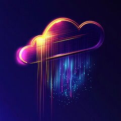 Poster - Colorful digital cloud with vibrant rain, showcasing a futuristic and artistic design.