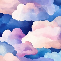 Poster - A serene blend of soft pastel clouds in shades of pink, purple, and blue, creating a calming background.