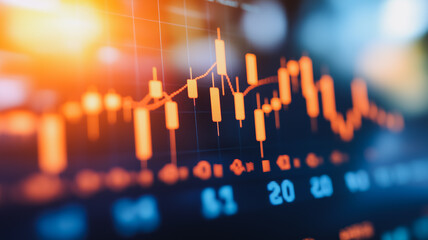 Poster - Financial Growth Momentum: Abstract close-up of a vibrant stock market chart displaying an upward trend, symbolizing investment success and economic prosperity.  