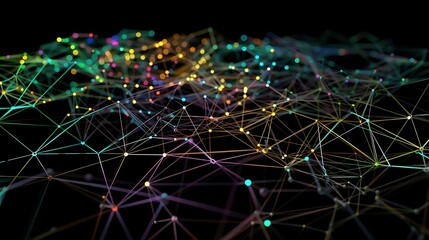 Poster - Abstract representation of a decentralized autonomous organization with interconnected digital nodes