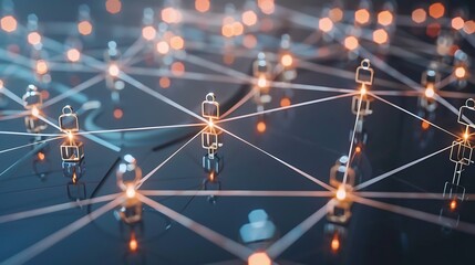 Poster - Abstract representation of a decentralized autonomous organization with interconnected digital nodes