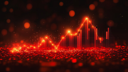 Poster - Red Hot Growth: A fiery upward trend graph ignites the screen, symbolizing rapid growth, prosperity, and financial success. The glowing red particles create a dramatic and energetic visual. 