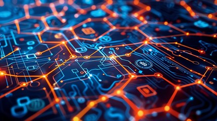 Poster - Digital ledger with transaction records, showing the transparency and immutability of blockchain technology