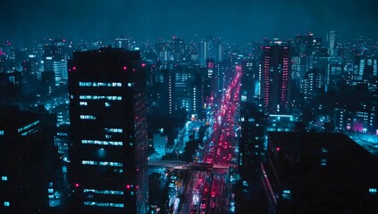 Poster - conceptual image of wireless network and connection technology with an abstract bangkok city backgro