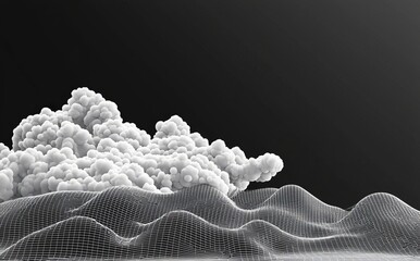 Fototapete - Detailed abstract shape rendered in 3D, complemented by a lively futuristic background