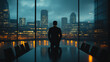 © Marilena - Business Leader Contemplating Cityscape from Corporate Office at Twilight