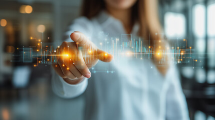 Poster - woman interacting with holographic interface