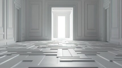 Maze with a central open door, offering a unique perspective 