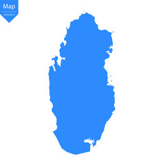 Wall Mural - Blue map of Qatar isolated on white background. Vector illustration eps10.	
