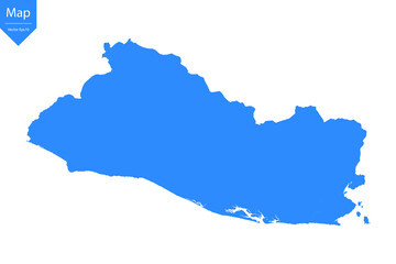 Blue map of El Salvador isolated on white background. Vector illustration eps10.	
