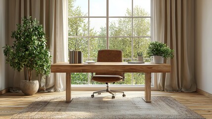 Poster - A minimalist home office with clean lines, sleek furniture, and subtle accents to foster a peaceful work space