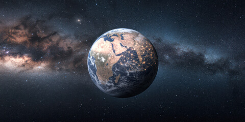 Wall Mural - a planet is shown in the center of a starry sky