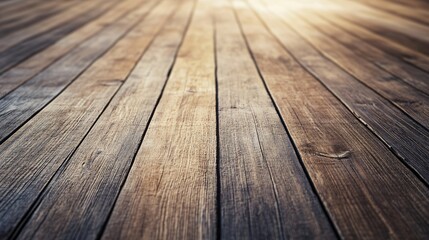 Wall Mural - Wooden floor with a light brown color. The floor is empty and has no furniture. The floor is made of wood and has a natural look