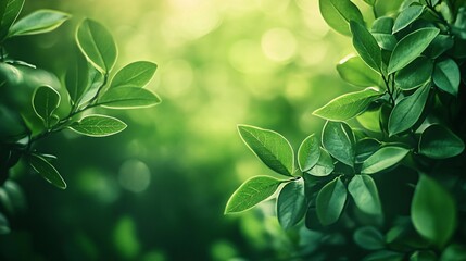 Poster - Green leafy tree with a bright green color. The leaves are wet and shiny