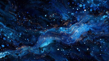 Poster - swirling cosmic patterns of blue and white create an abstract representation of the night sky