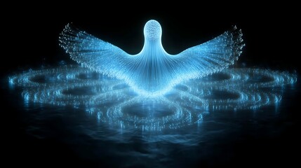 Wall Mural - Luminous Avian Form Glowing Brightly Above Water