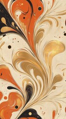 Poster - Fluid bronze gold and orange patterns create a mesmerizing visual experience with smooth liquid-like swirls