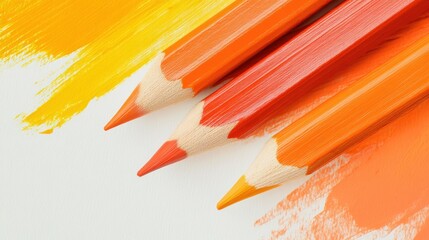 Poster - Colorful arrangement of vibrant colored pencils showcasing artistic potential and creativity in a simple composition