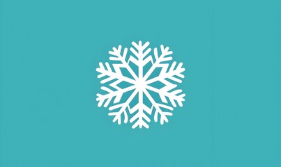 Poster - White Snowflake Icon on Teal Background - Winter Graphic, a sleek and modern representation of a snowflake, emphasizing simplicity and elegance in design.