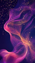 Aufkleber - Bright fuchsia and golden sparkles creating a captivating abstract design with magical swirls and shimmering effects