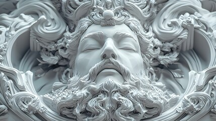 Poster - Intricate Ice Carving, a stunning close-up showcasing delicate patterns and textures, shimmering with frost and reflecting light beautifully.