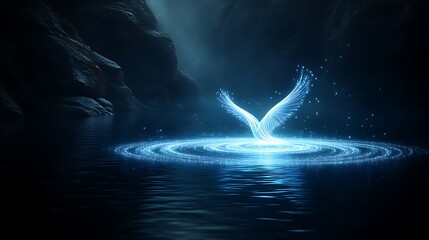 Wall Mural - Luminous Wings Emerge From Dark Water