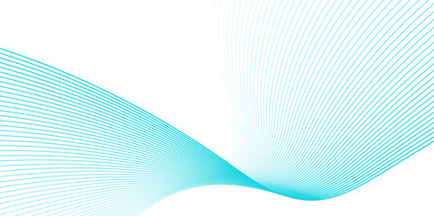 Poster - white abstract background with blue flowing wave lines. minimalist wavy lines. modern design element