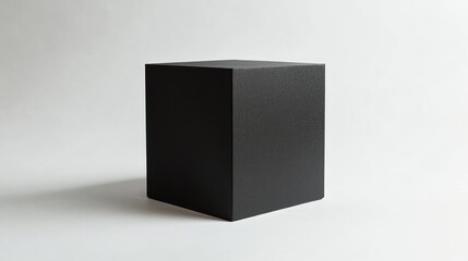 Leinwandbilder - Black cardboard cube against a minimalist white background emphasizing geometric simplicity and elegance in design composition