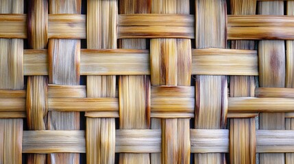 Poster - Bamboo straw woven texture creating a natural background for design and decorative purposes