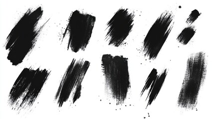 Leinwandbilder - Black Brush Stroke Clipart Set for Creative Design Projects and Artistic Backgrounds