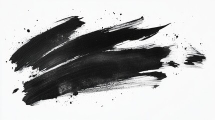 Leinwandbilder - Artistic black brushstroke texture creating a dynamic overlay effect on a clean white background for creative design projects