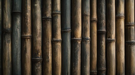 Poster - Textured bamboo wall background in natural tones for design, eco-friendly decor, or architectural projects.