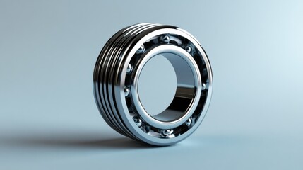 Poster - Metal ball bearing on a smooth background showcasing engineering precision and industrial design for mechanical applications