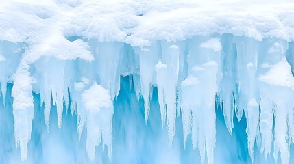 Poster - Frozen Cascade, a mesmerizing close-up of intricate ice formations glistening under soft light, capturing the beauty of winter's artistry.