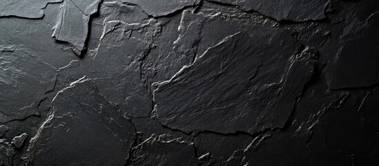 Fototapete - Textured Black Cement Wall Background with Soft Light Shadows and Empty Copyspace for Promotional or Artistic Use