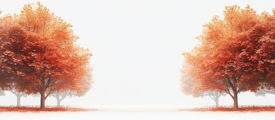 Poster - autumn landscape with vibrant orange and red trees creating a serene atmosphere and ample space for 