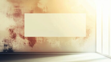 Poster - Interior space with an empty banner design template for advertising and marketing with natural light and textured wall background