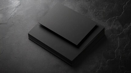 Poster - Black business card mockup on dark textured surface ideal for minimalist branding concepts and creative design presentations