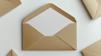 Poster - Textured kraft paper envelope mockup with clean blank space for writing or drawing ideal for collage and design presentations